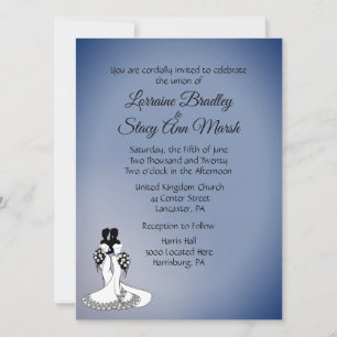 Élégant Mariage lesbien 5,5 po x 7,5 po Invitation