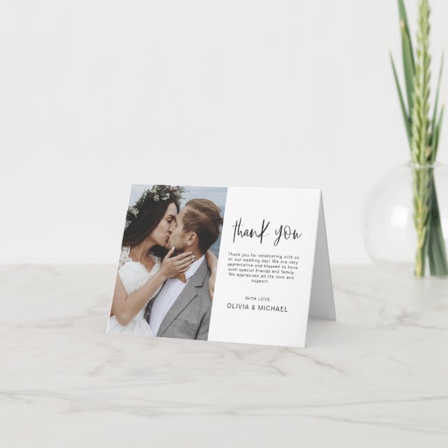 Elégant mariage Merci Photo Invitation (Devant)