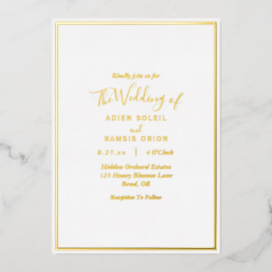 Elégant Mariage moderne Gold Foil Invitation