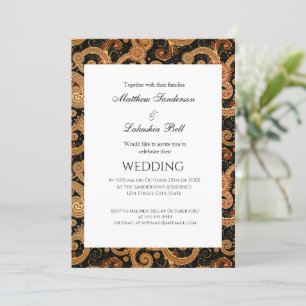Elégant Mariage moderne Paisley White Invitation