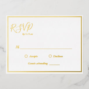 Elégant mariage moderne RSVP Gold Foil carte posta