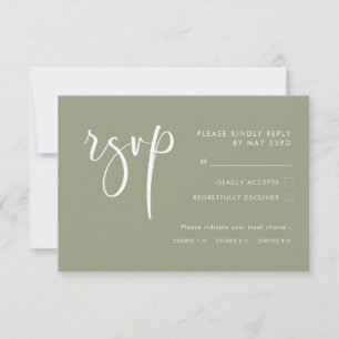 Elégant mariage moderne Sage RSVP avec choix de re
