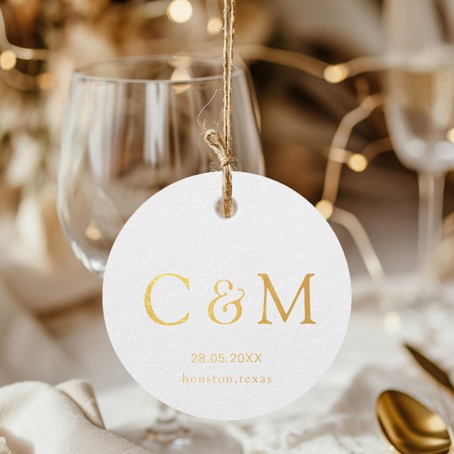 Élégant, mariage, monogramme, étiquette cadeau pap (Créateur téléchargé)