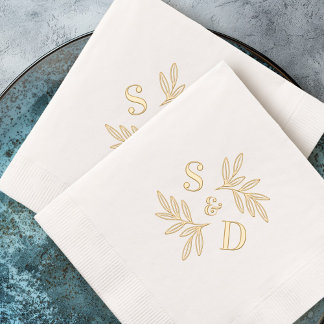 Élégant mariage monogramme feuilles de verdure