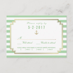 Élégant mariage nautique RSVP carte choix de repas