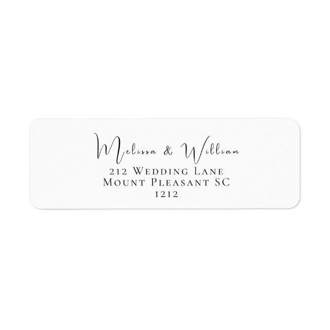 Élégant Mariage noir et blanc Adresse de retour (Devant)
