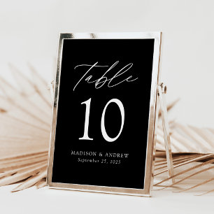 Élégant Mariage noir et blanc Numéro de table