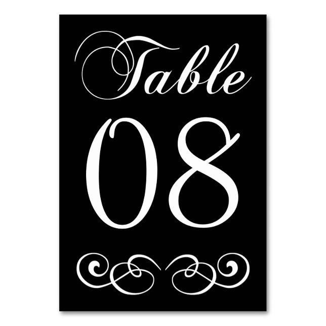 Élégant Mariage noir et blanc Numéro de table (Par défaut)