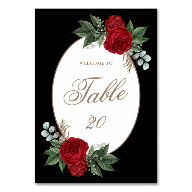 Élégant Mariage noir et blanc Numéro de table (Par défaut)