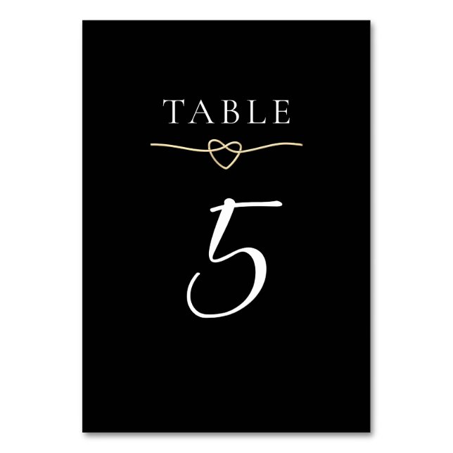 Elégant Mariage noir or carte numéro de table (Par défaut)