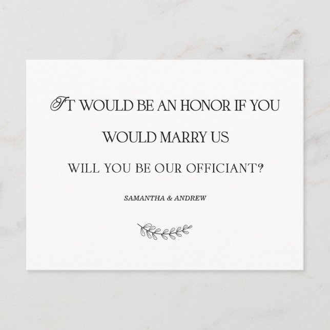 Elégant Mariage Officiel Carte Personnalisée (Devant)