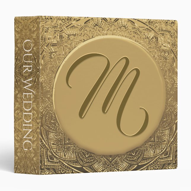 Élégant Mariage or 3 anneau Classeur (Devant/Côté)