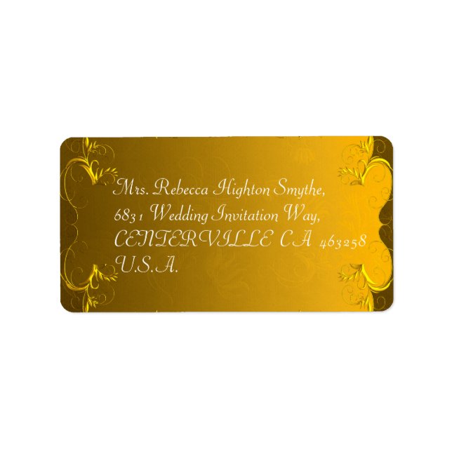 Élégant Mariage or Étiquettes de adresse (Devant)