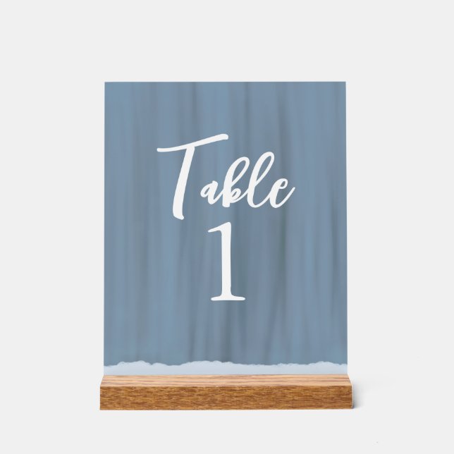 Élégant Mariage peint bleu ardoise Numéro de table (Recto)