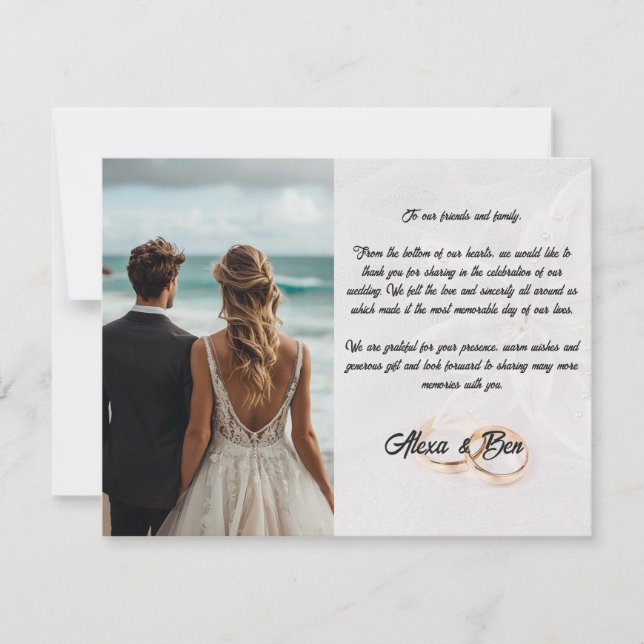 Elégant mariage personnalisé avec fleurs Carte de  (Devant)