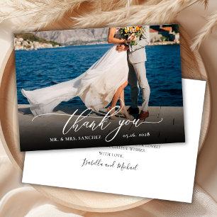 Élégant Mariage photo de script chic Carte de reme