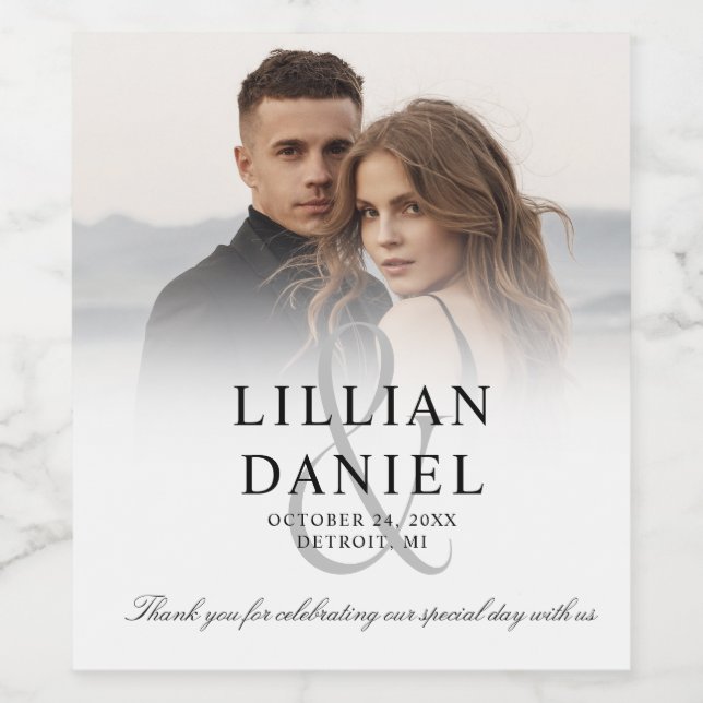 Élégant Mariage photo Étiquette de vin (Étiquettes simples)