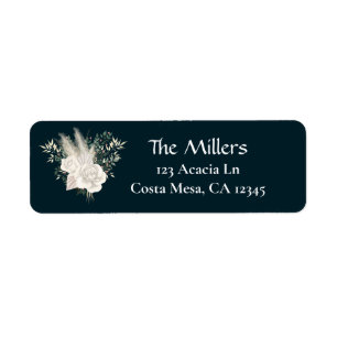 Élégant mariage Roses blanches Adresse de retour É