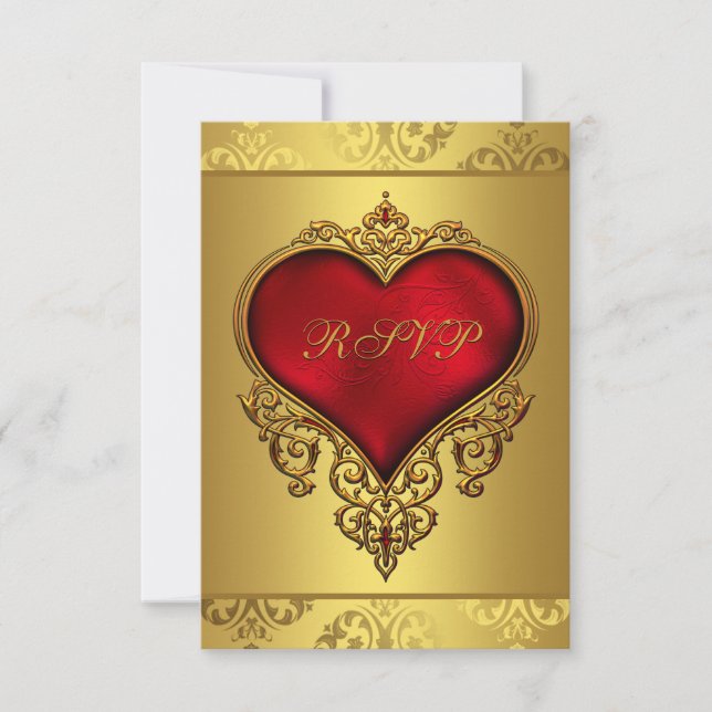Elégant mariage rouge et or RSVP (Devant)