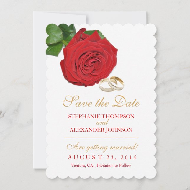 Élégant mariage rouge rose Enregistrer la carte de (Devant)
