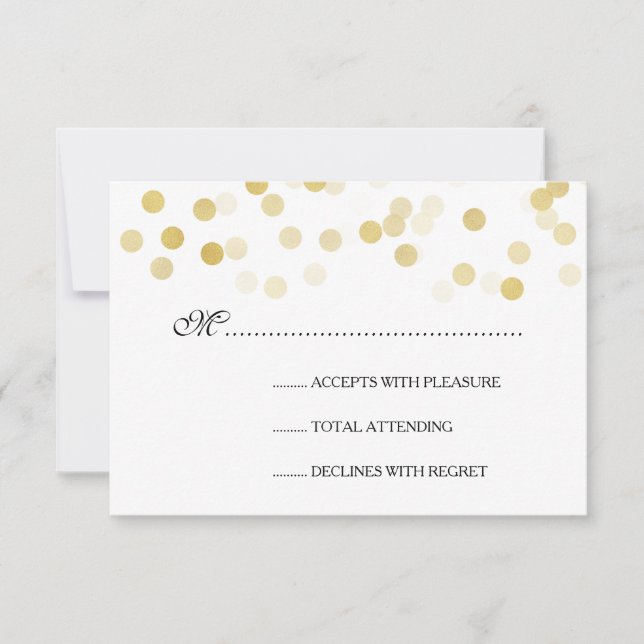 Elégant Mariage RSVP Faux Gold Foil Parties scinti (Devant)