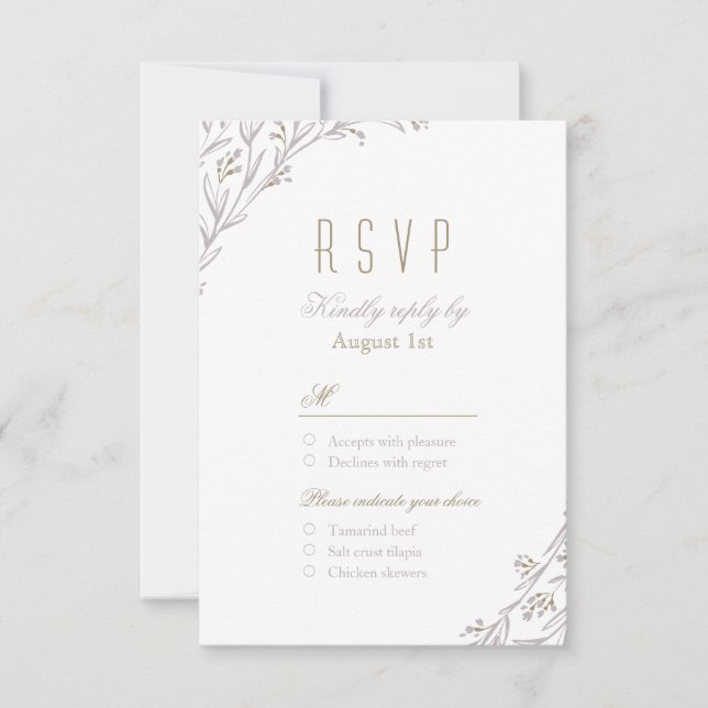 Elégant mariage rustique lilas floral RSVP (Devant)