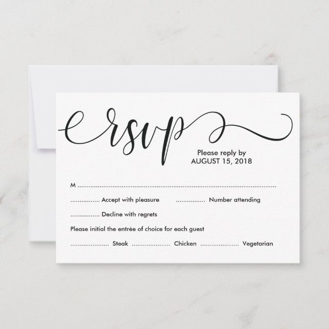 Elégant mariage rustique RSVP carte design v1 (Devant)
