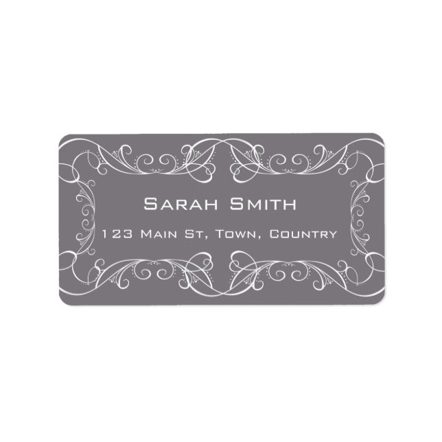 Élégant Mariage Swirls Retour Étiquettes RSVP (Devant)