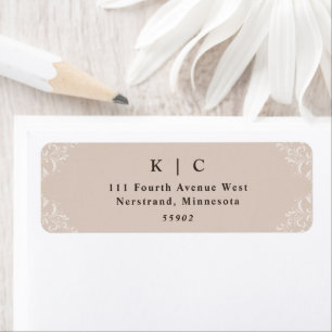 Élégant Mariage Taupe Beige Adresse de retour