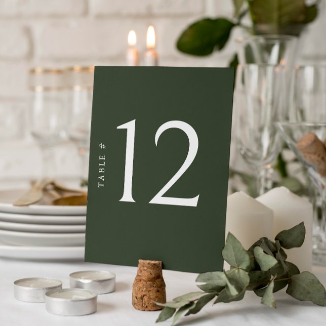 Elégant Mariage vert olive carte numéro de table (Add a touch of charm to your special day with our exquisite wedding table number cards.)