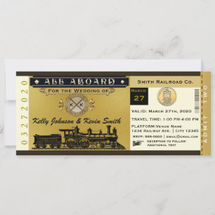 Elégant Mariage Vintage Train Ticket Invitation
