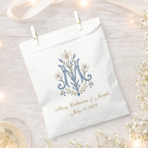 Elegant Marian Monogram Catholic Wedding Favour Bag