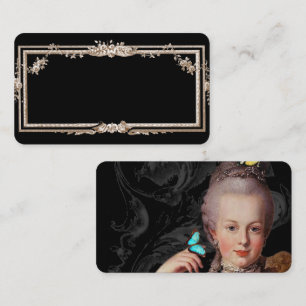 Elegant Marie Antoinette on black french inspired Place Card
