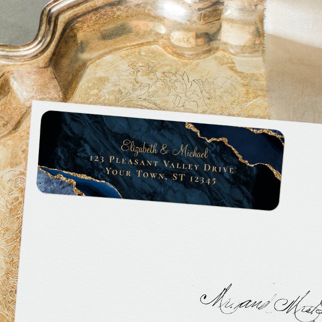 Elegant Marine Agate Mariage Adresse de retour (Créateur téléchargé)