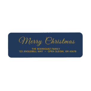 Elegant Marine Bleu Joyeux Noël Adresse de retour