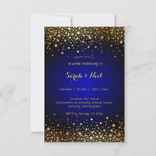 Elégant Marine Blue Gold Faire-part de mariage pop