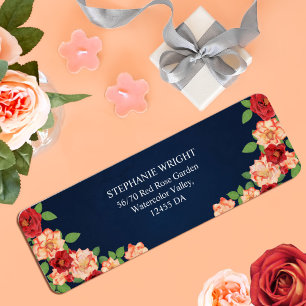 Elégant Marine Blue Rose Floral Mariage Adresse