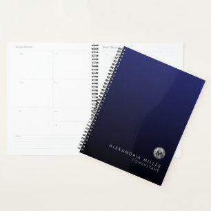 Elégant Marine Blue Silver Nomination Book Planifi