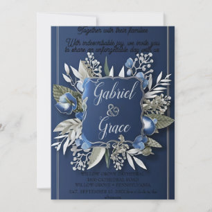 ÉLÉGANT MARINE OR CLASSIQUE FAIRE-PART DE MARIAGE
