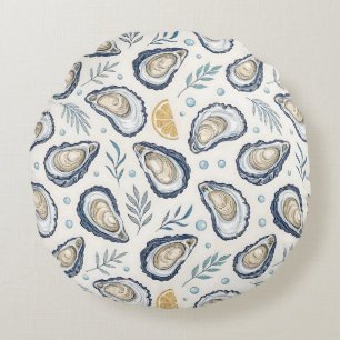 Elegant Marine Oysters Round Pillow