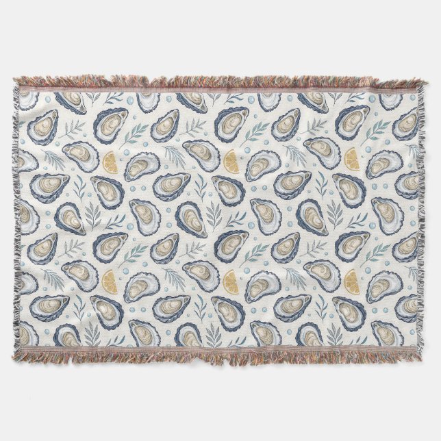 Elegant Marine Oysters Throw Blanket (Front)