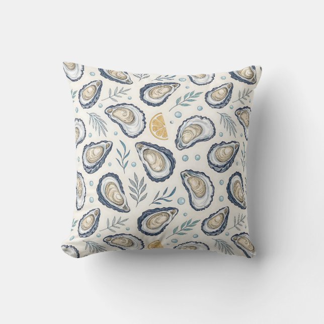 Elegant Marine Oysters Throw Pillow (Front)