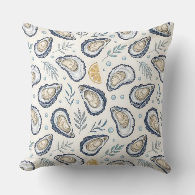 Elegant Marine Oysters Throw Pillow (Front)
