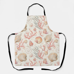 Elegant Marine Shells & Coral Branch Apron