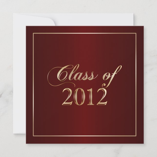 Elegant Maroon and Gold Class of 2012 Invitation (Front)