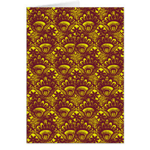 Elegant Maroon and Yellow Lace Damask Pattern