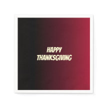 Elegant Maroon Black Ombre Happy Thanksgiving Napk