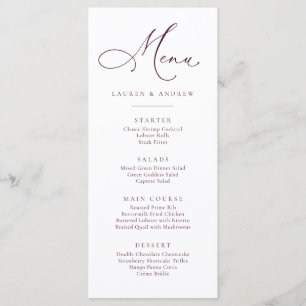 Elegant Maroon Burgundy Minimalist Flat Menu