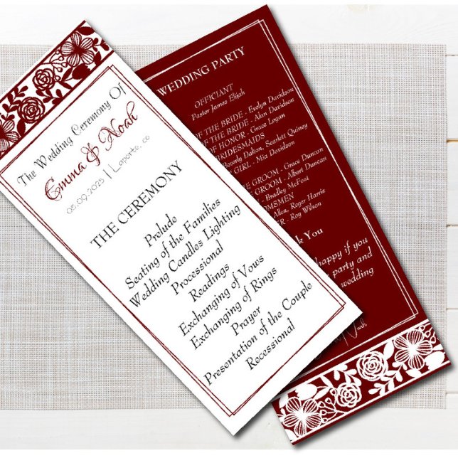 Elegant Maroon-Burgundy Wedding Flat Program (Creator Uploaded)