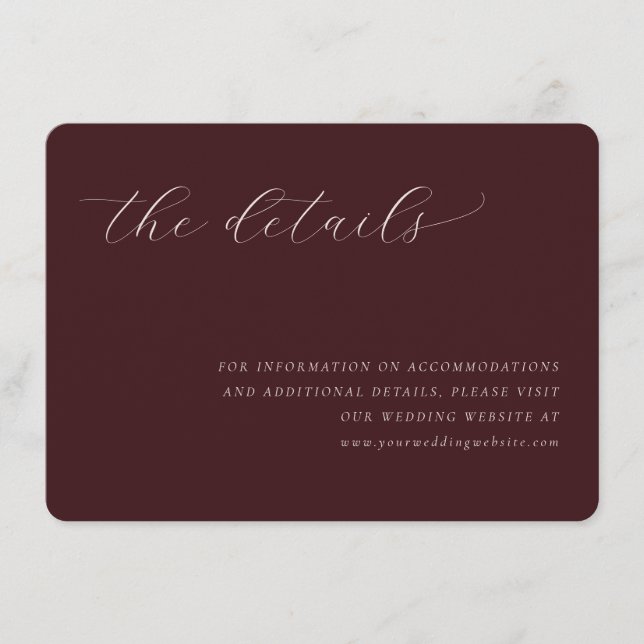 Elegant Maroon Calligraphy Enclosure Card (Front)